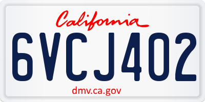 CA license plate 6VCJ402