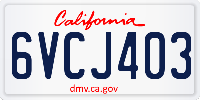CA license plate 6VCJ403