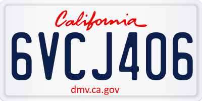 CA license plate 6VCJ406