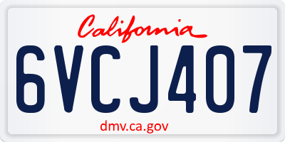 CA license plate 6VCJ407