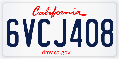 CA license plate 6VCJ408