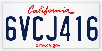 CA license plate 6VCJ416