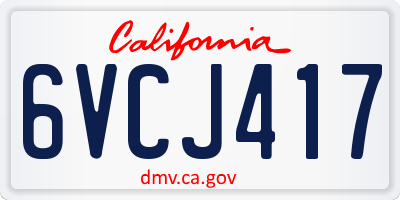 CA license plate 6VCJ417