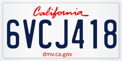 CA license plate 6VCJ418