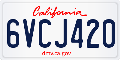 CA license plate 6VCJ420