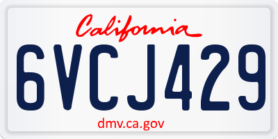 CA license plate 6VCJ429