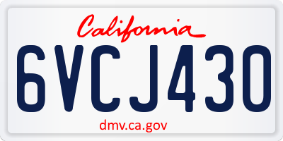 CA license plate 6VCJ430