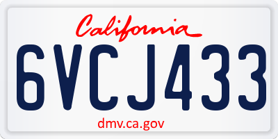 CA license plate 6VCJ433
