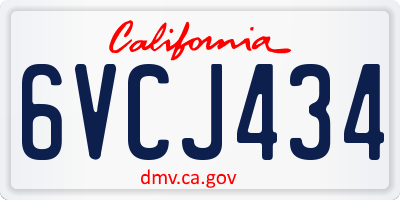 CA license plate 6VCJ434