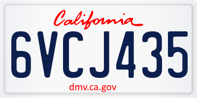 CA license plate 6VCJ435