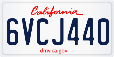 CA license plate 6VCJ440