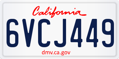 CA license plate 6VCJ449