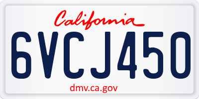 CA license plate 6VCJ450