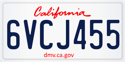 CA license plate 6VCJ455