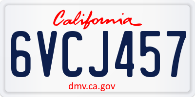 CA license plate 6VCJ457