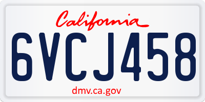 CA license plate 6VCJ458