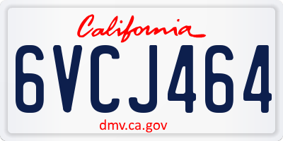 CA license plate 6VCJ464