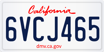 CA license plate 6VCJ465