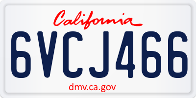 CA license plate 6VCJ466