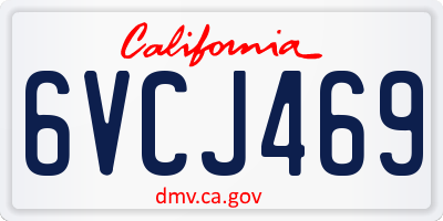 CA license plate 6VCJ469