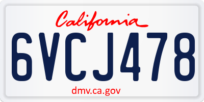 CA license plate 6VCJ478