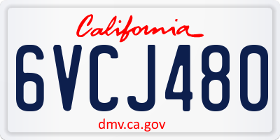 CA license plate 6VCJ480