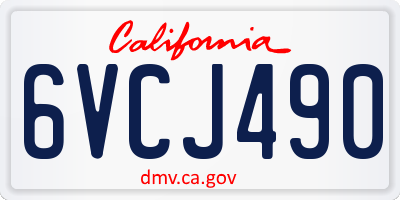 CA license plate 6VCJ490