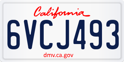 CA license plate 6VCJ493