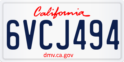 CA license plate 6VCJ494