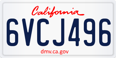 CA license plate 6VCJ496