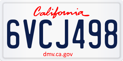 CA license plate 6VCJ498