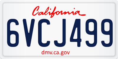 CA license plate 6VCJ499