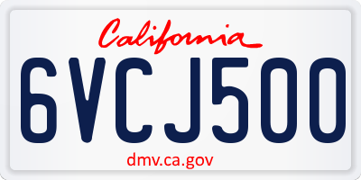 CA license plate 6VCJ500