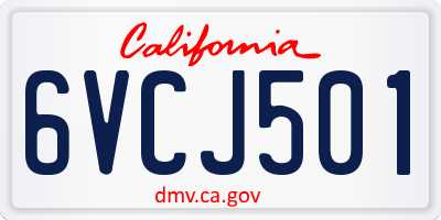 CA license plate 6VCJ501