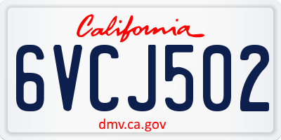 CA license plate 6VCJ502