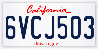 CA license plate 6VCJ503