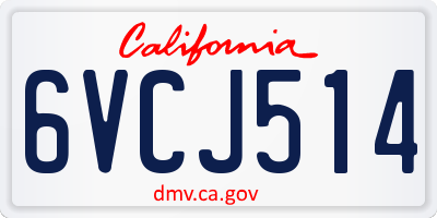 CA license plate 6VCJ514