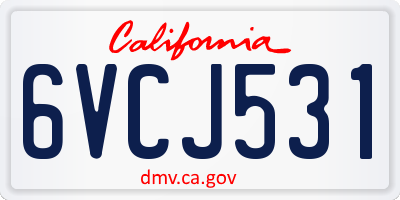 CA license plate 6VCJ531