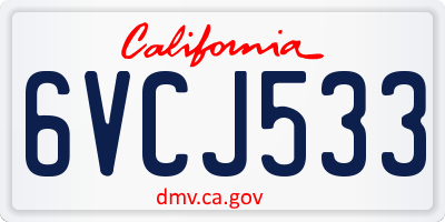 CA license plate 6VCJ533