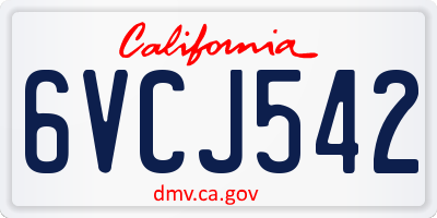 CA license plate 6VCJ542
