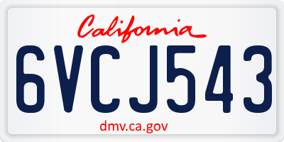 CA license plate 6VCJ543
