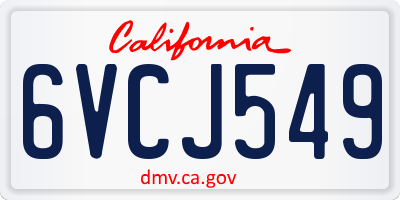 CA license plate 6VCJ549