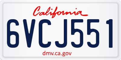 CA license plate 6VCJ551