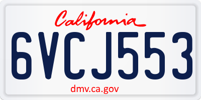 CA license plate 6VCJ553