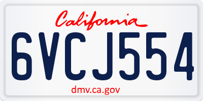 CA license plate 6VCJ554