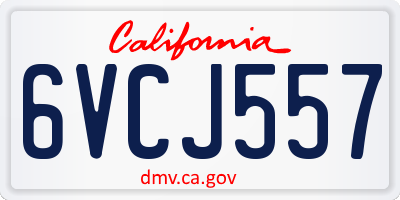 CA license plate 6VCJ557