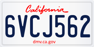 CA license plate 6VCJ562