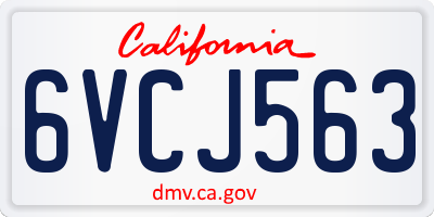 CA license plate 6VCJ563