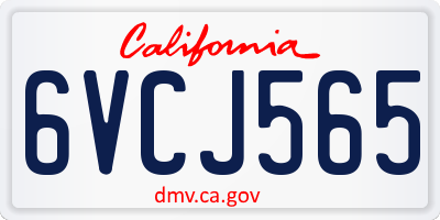 CA license plate 6VCJ565
