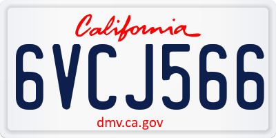 CA license plate 6VCJ566